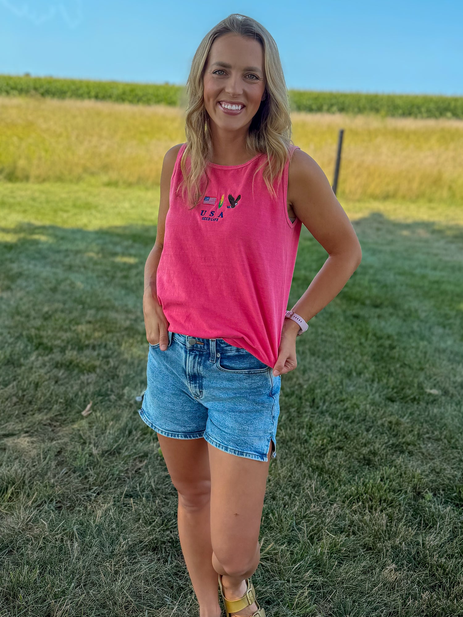 Embroidered USA Tank
