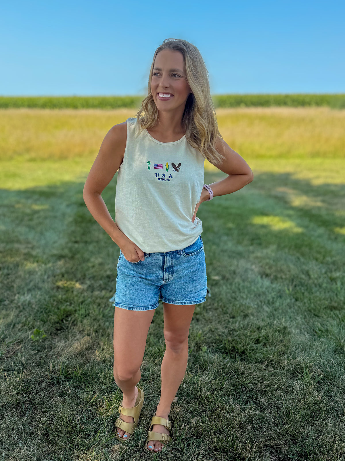 Embroidered USA Tank