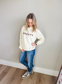 Seed Life Embroidered Mock Crewneck