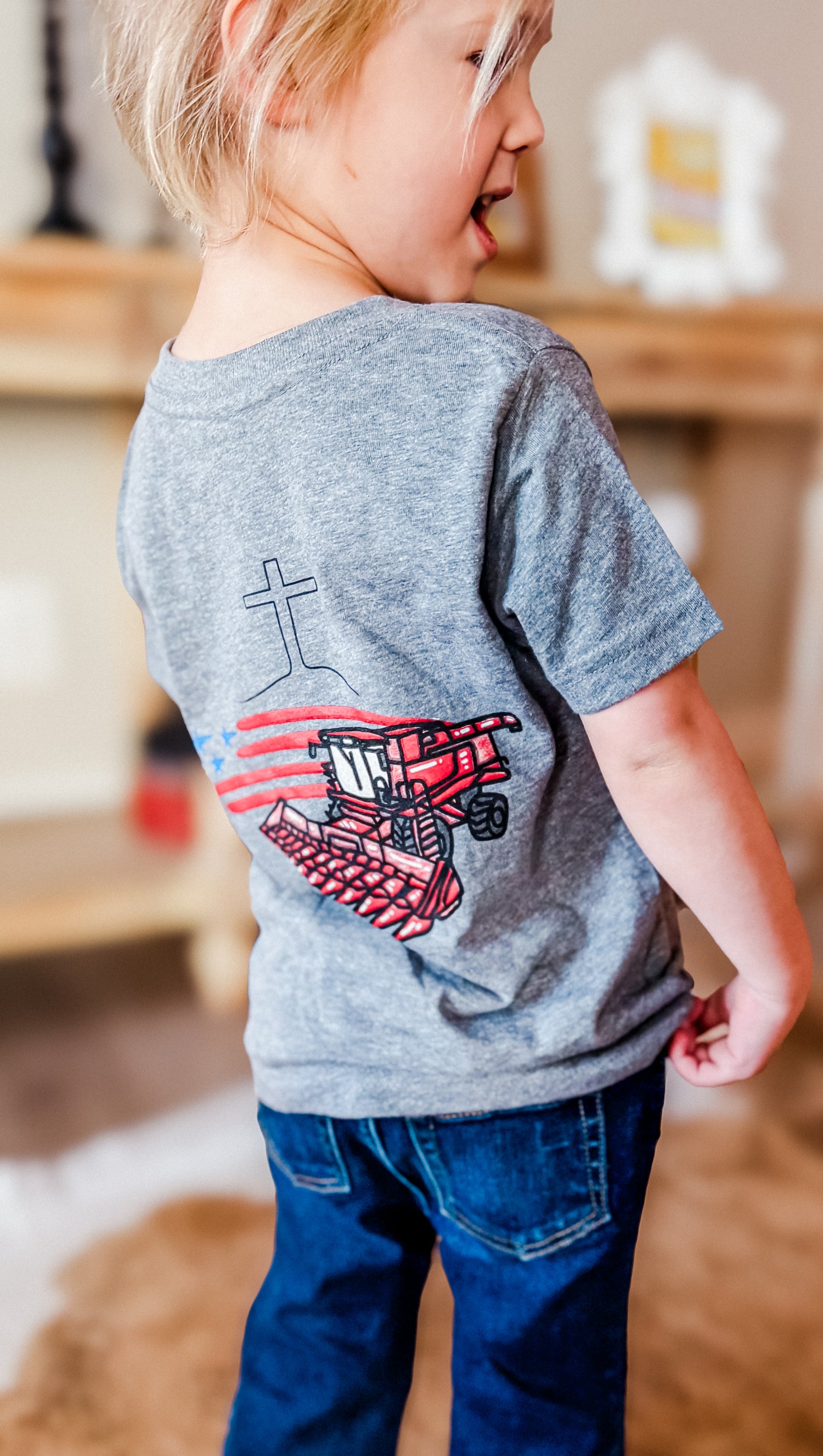 Combine + Cross + American Flag- Kids Tee