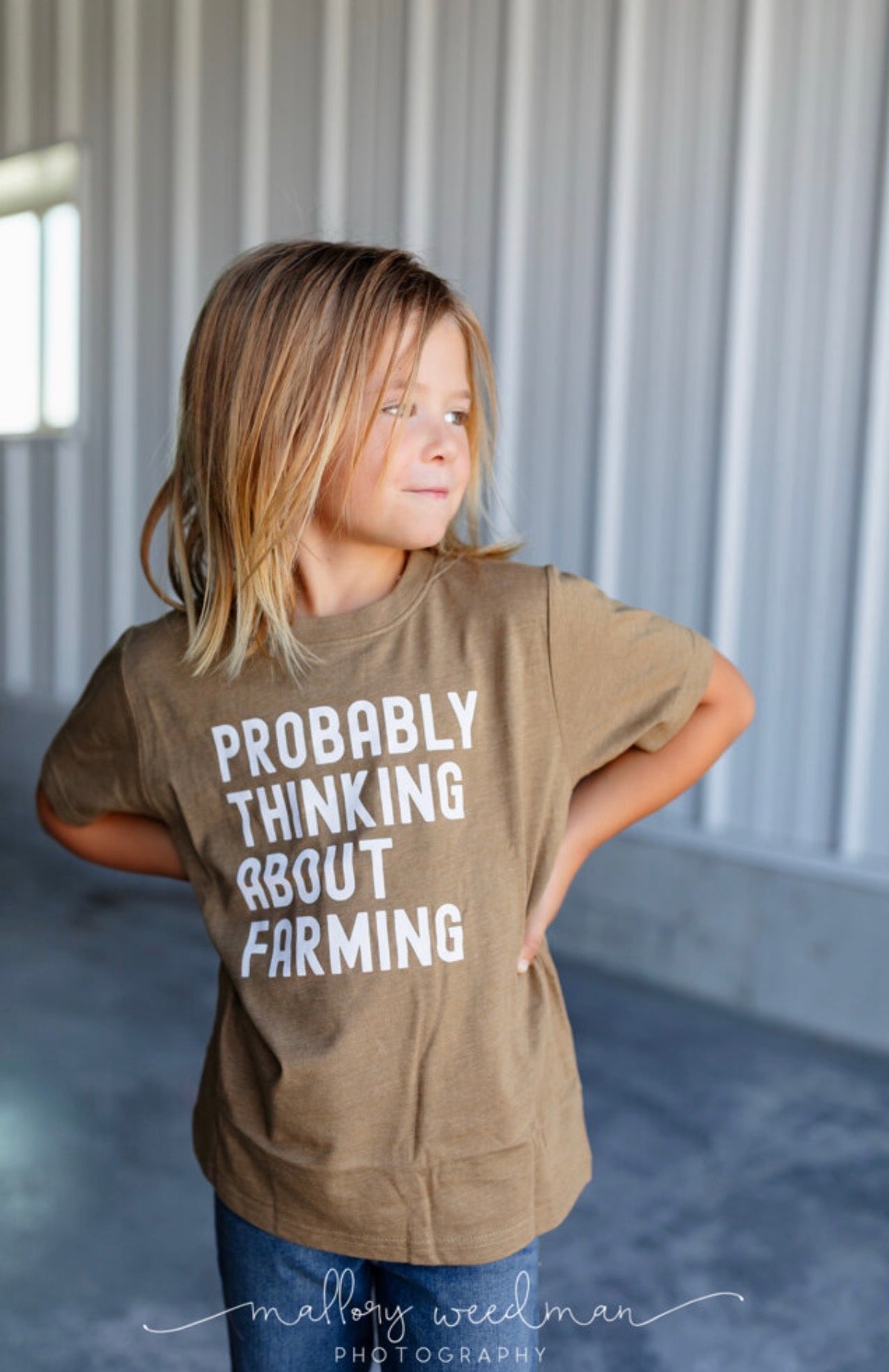 Probably Thinking About Farming Tee Kids