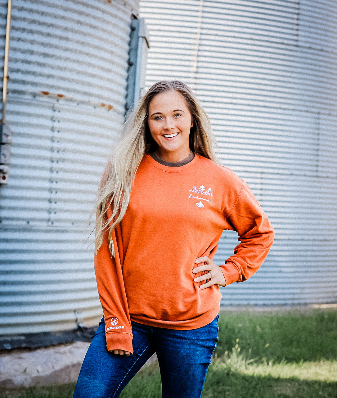 Farmer Embroidered Crewneck
