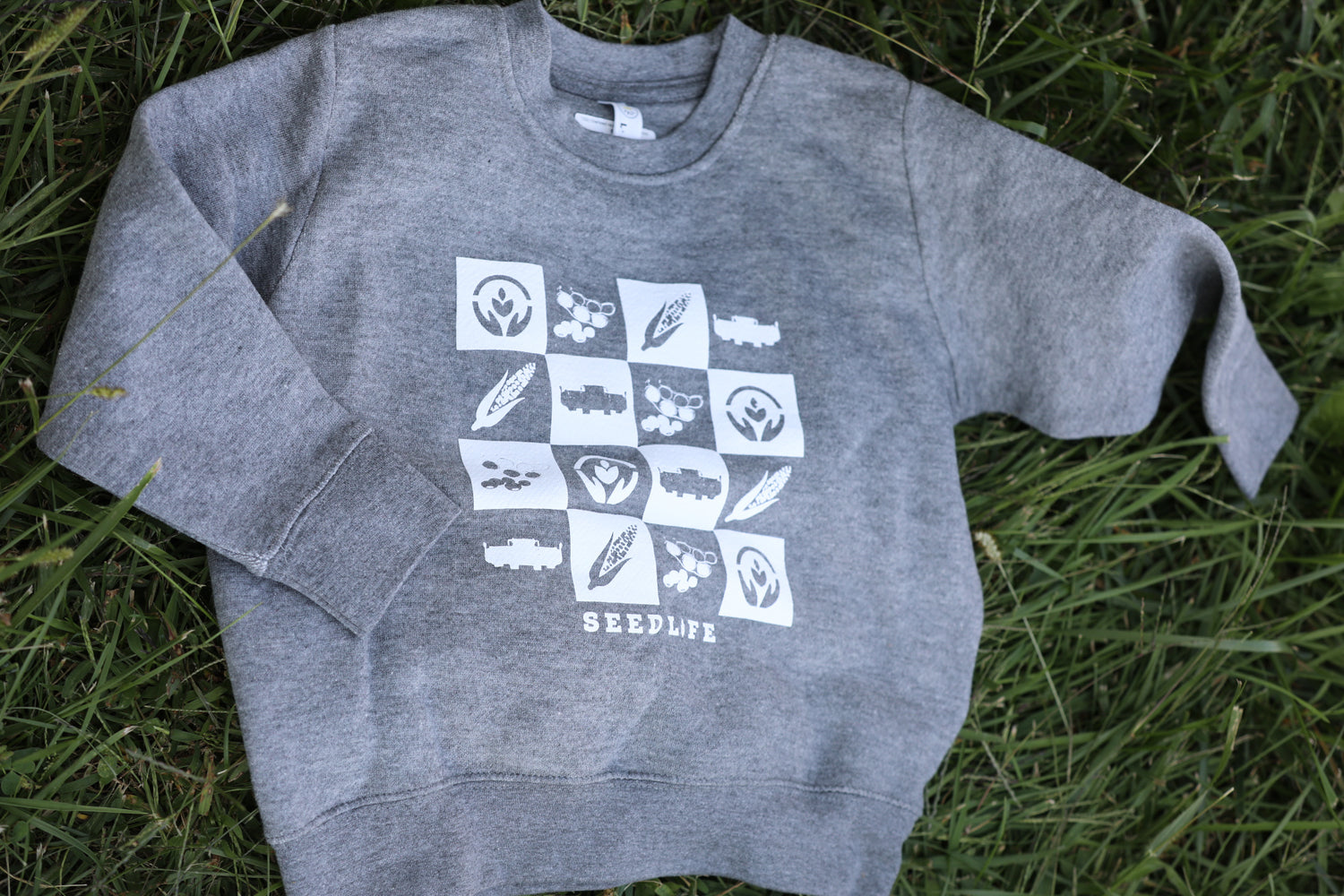 Checkered Harvest Fun- Kids Crewneck