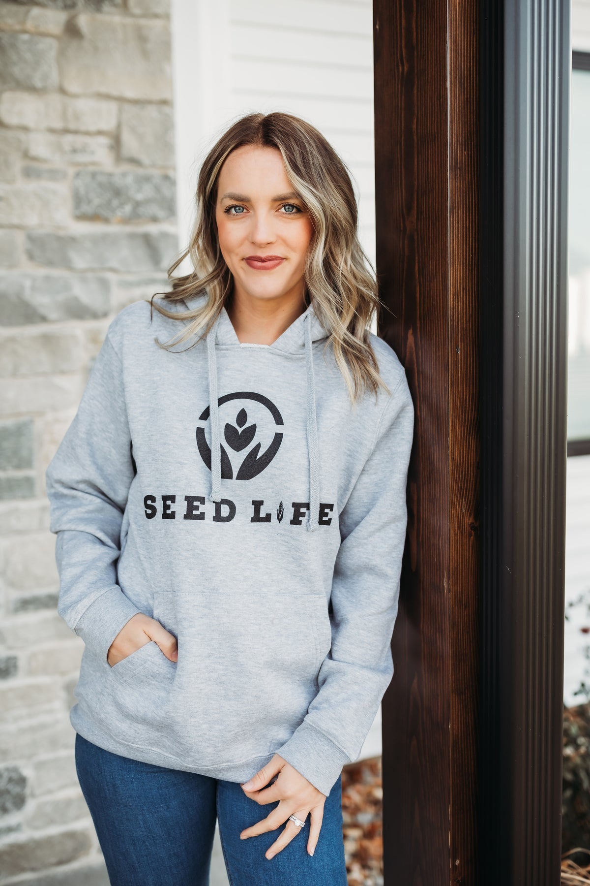 Open Neck Logo Hoodie