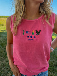 Embroidered USA Tank