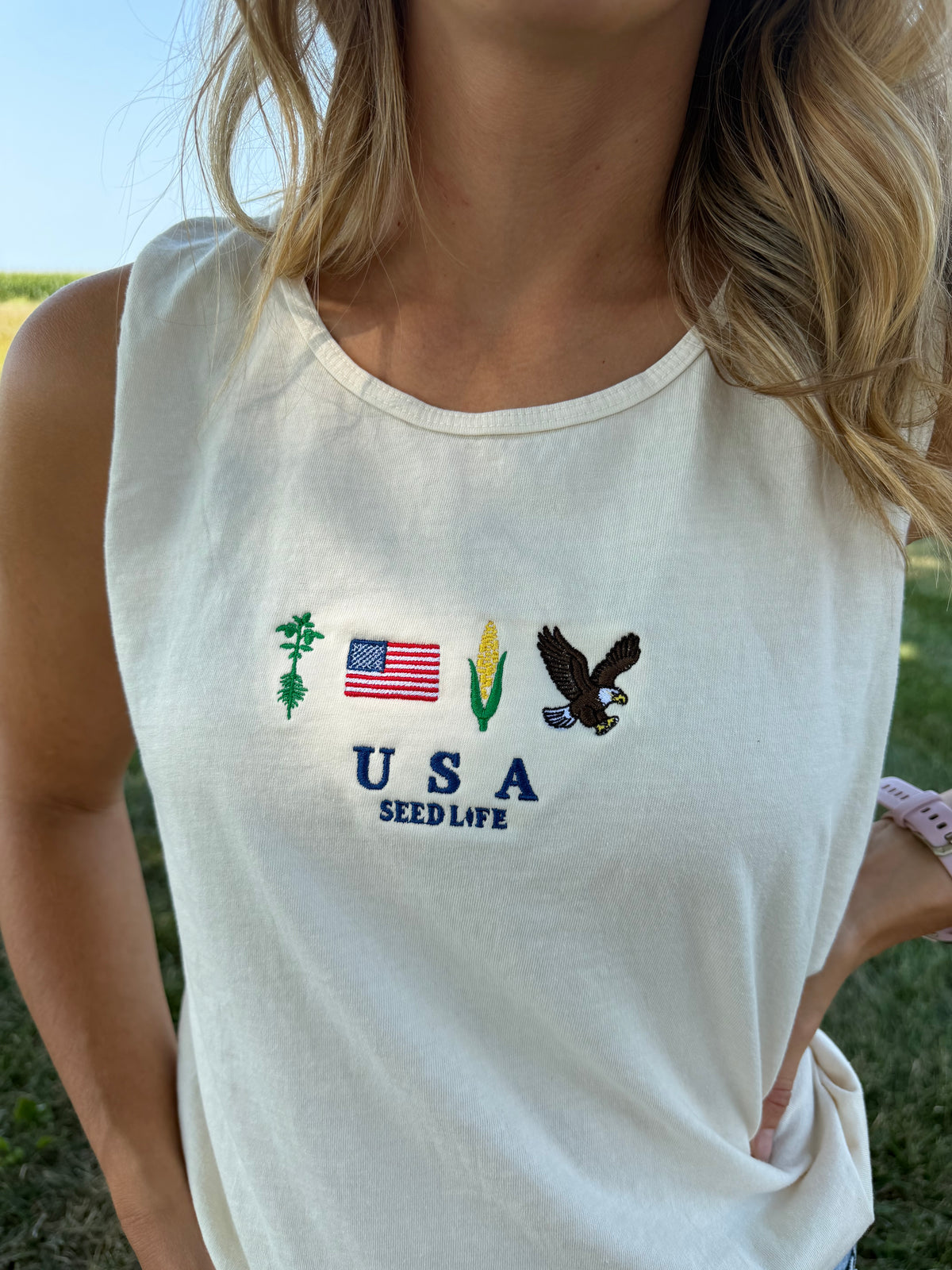 Embroidered USA Tank