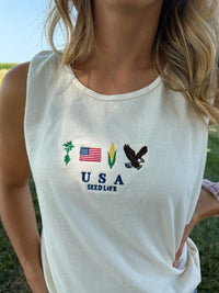 Embroidered USA Tank