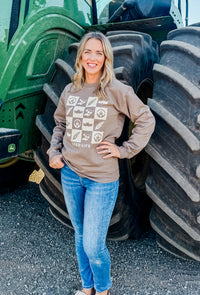 Checkered Harvest Fun- Crewneck