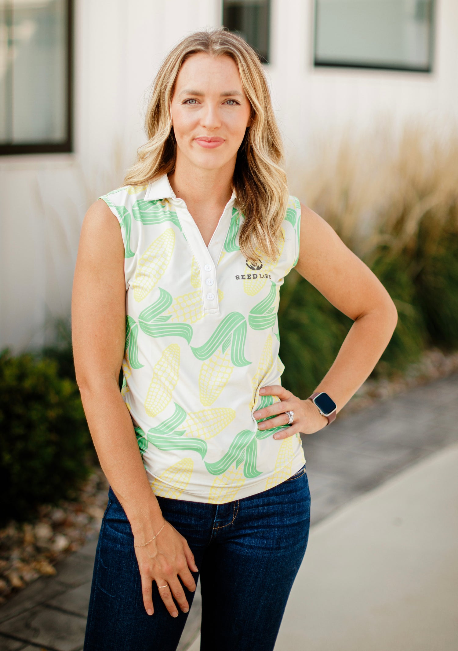 Women’s Corn Golf Polo- No Sleeves