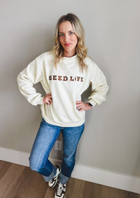 Seed Life Embroidered Mock Crewneck