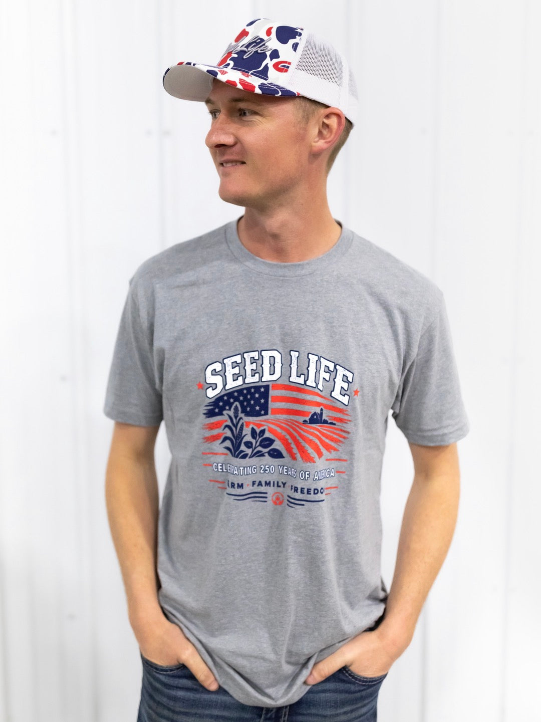 Red, White, and Seed Life Hat