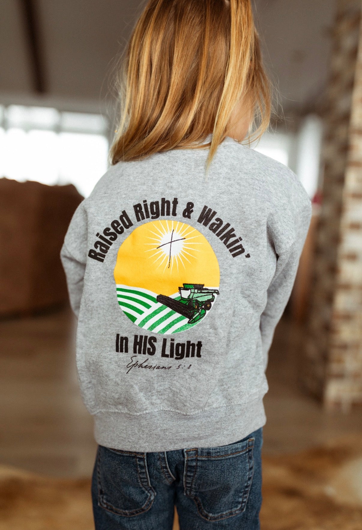 Raised Right & Walkin’ in HIS Light- Kids Crewneck