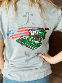 Combine + Cross + American Flag- Adult Tee