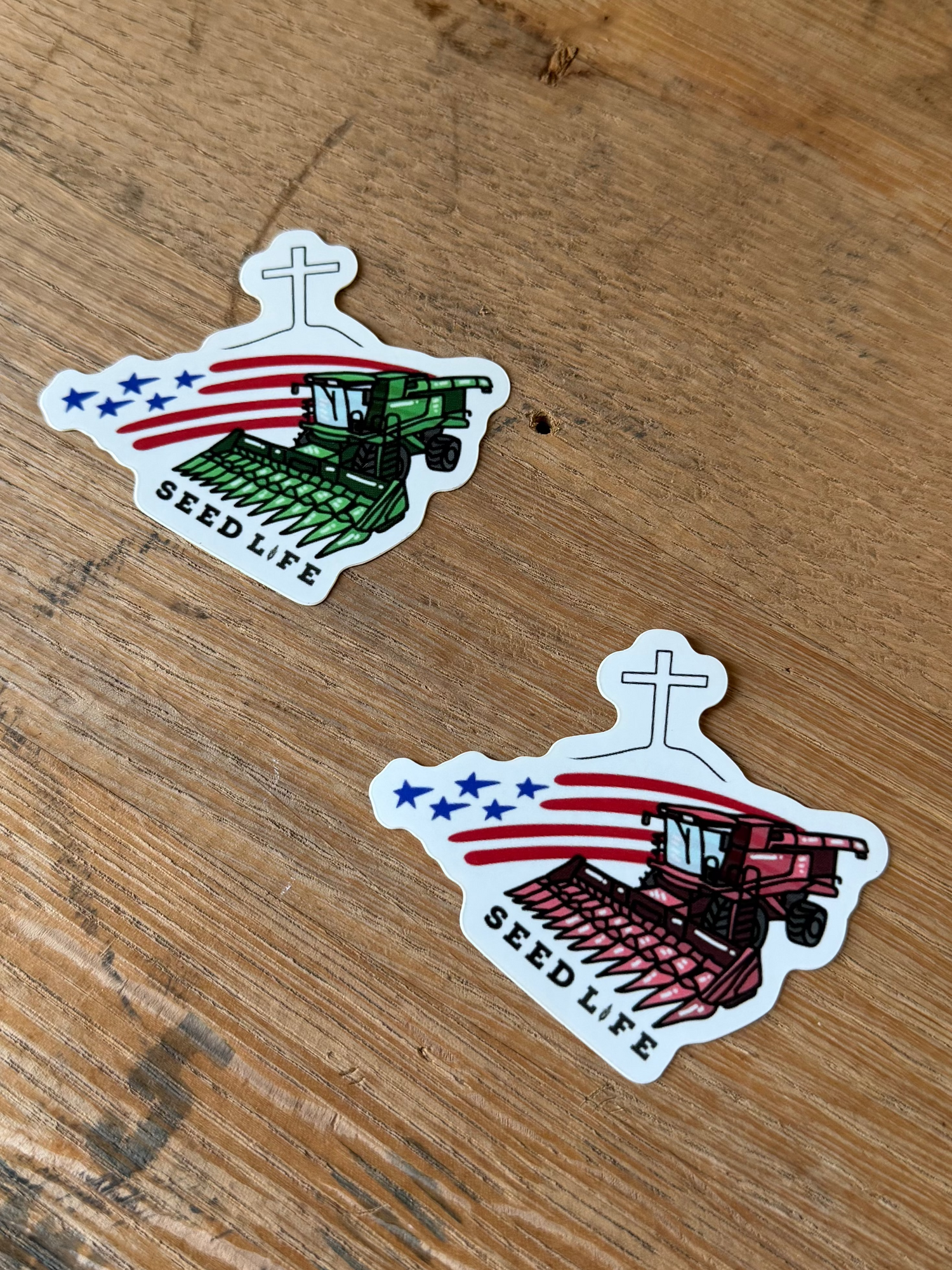 Combine + Cross + American Flag Sticker