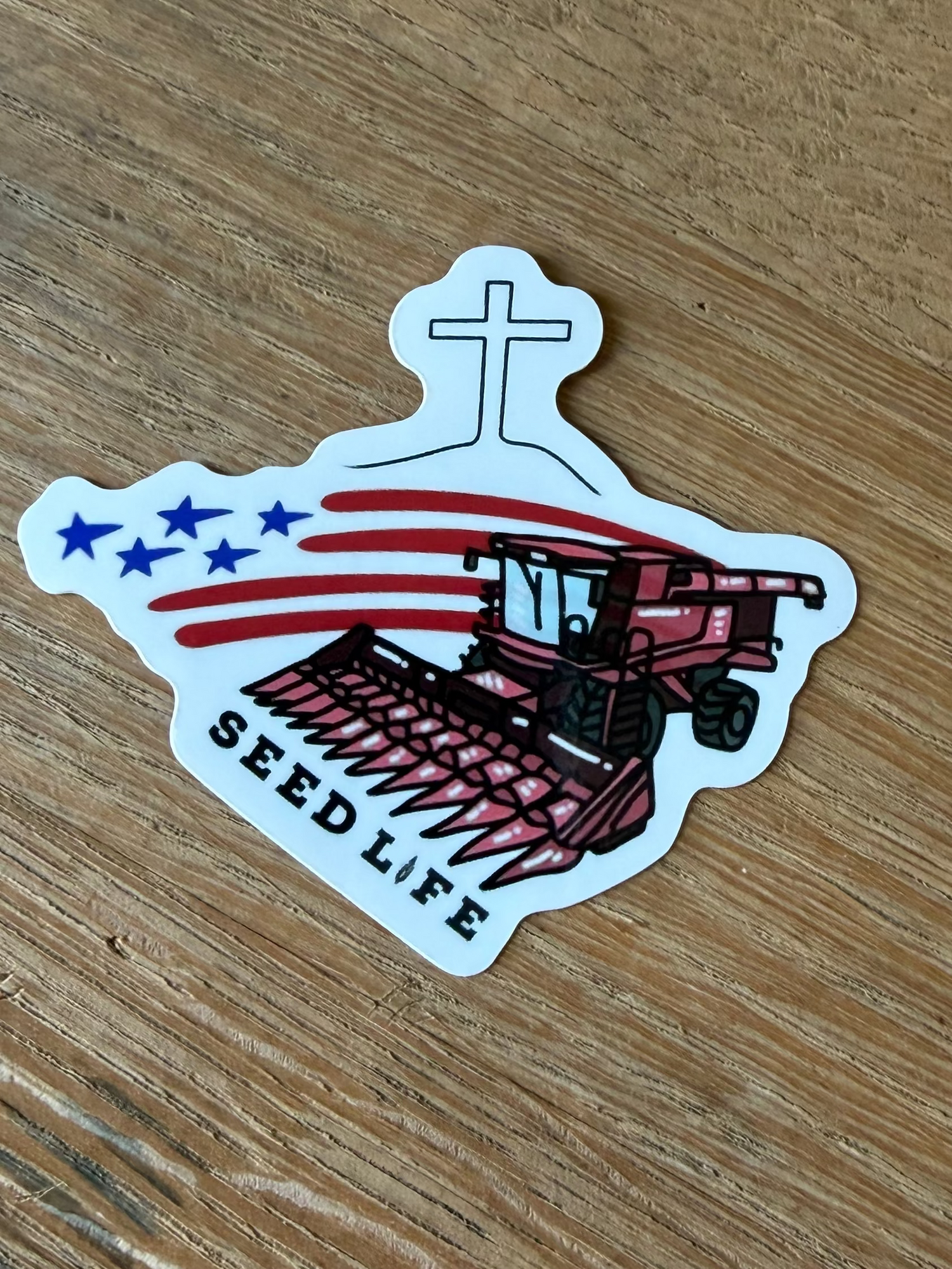 Combine + Cross + American Flag Sticker