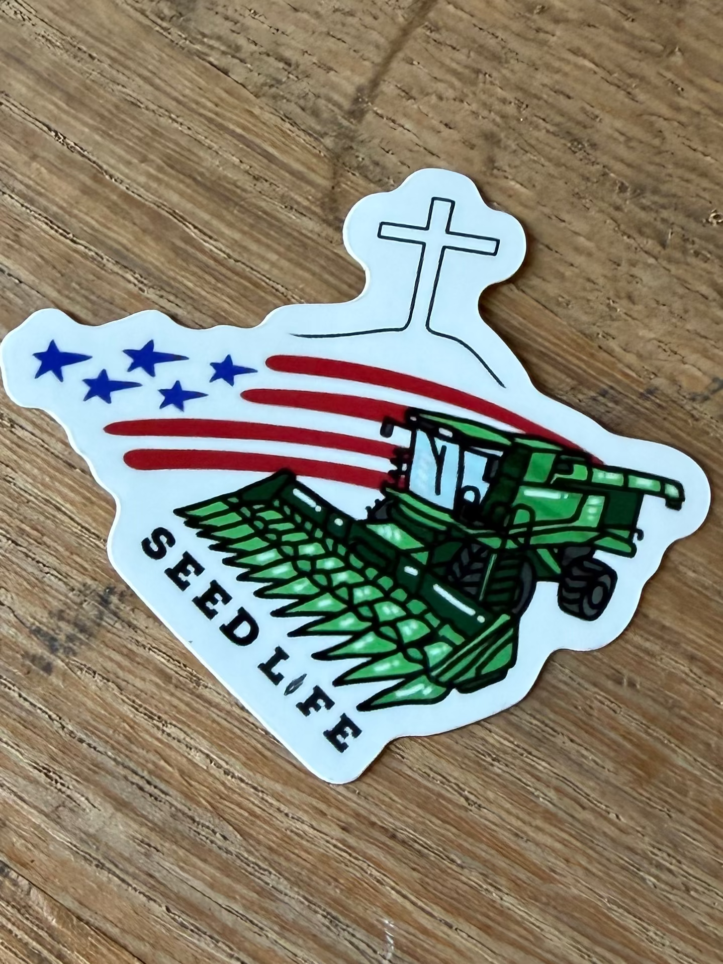 Combine + Cross + American Flag Sticker