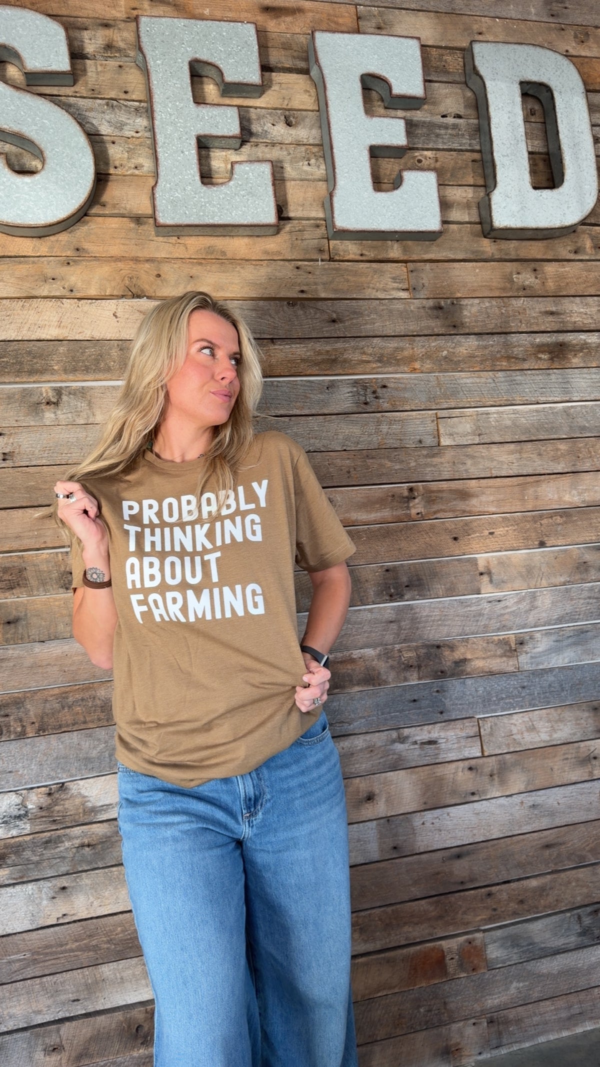 Probably Thinking About Farming Tee Adult