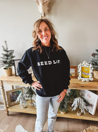 Seed Life Embroidered Mock Crewneck