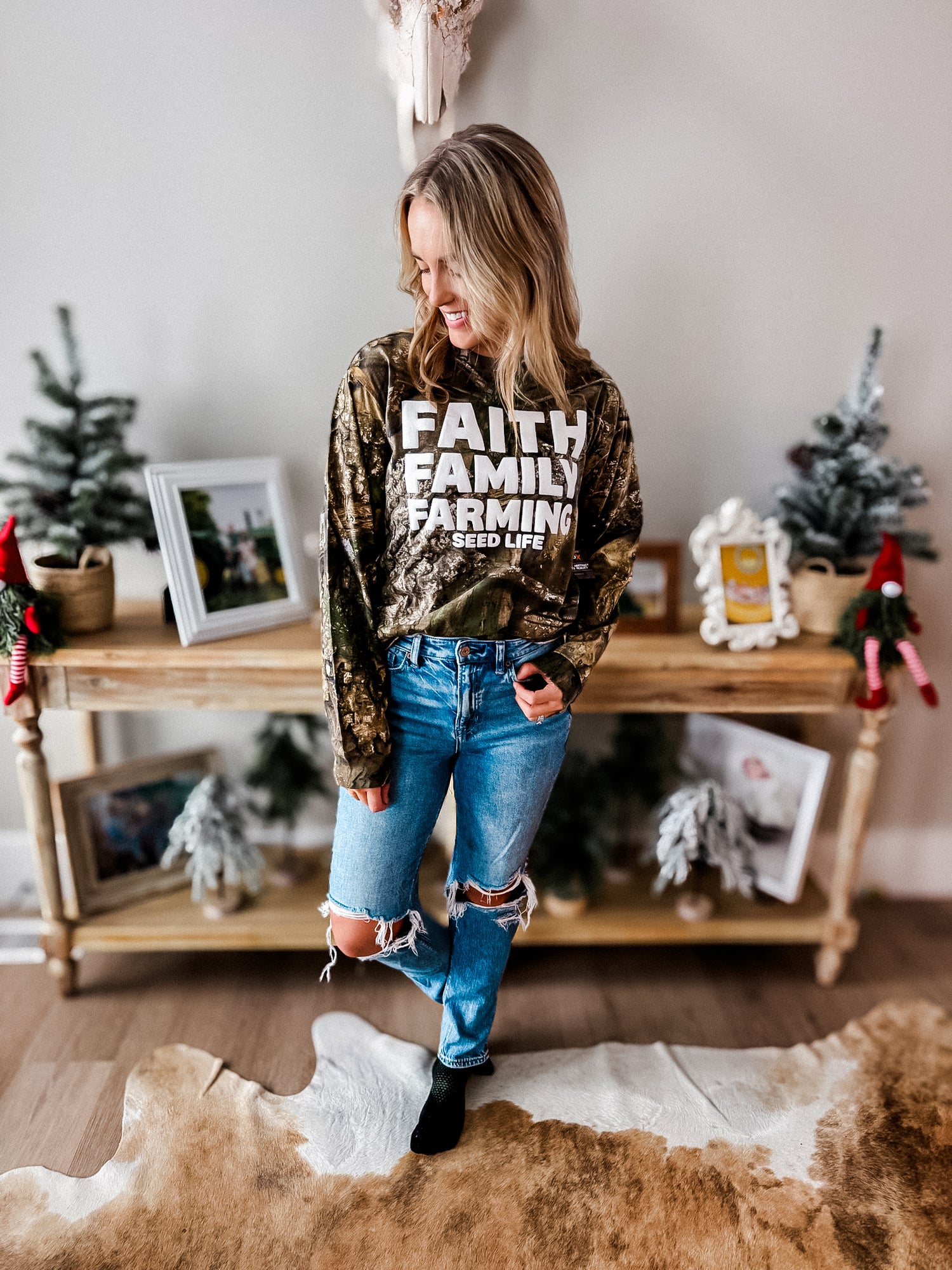 Camo Faith, Family, Farming Adult Long Sleeve