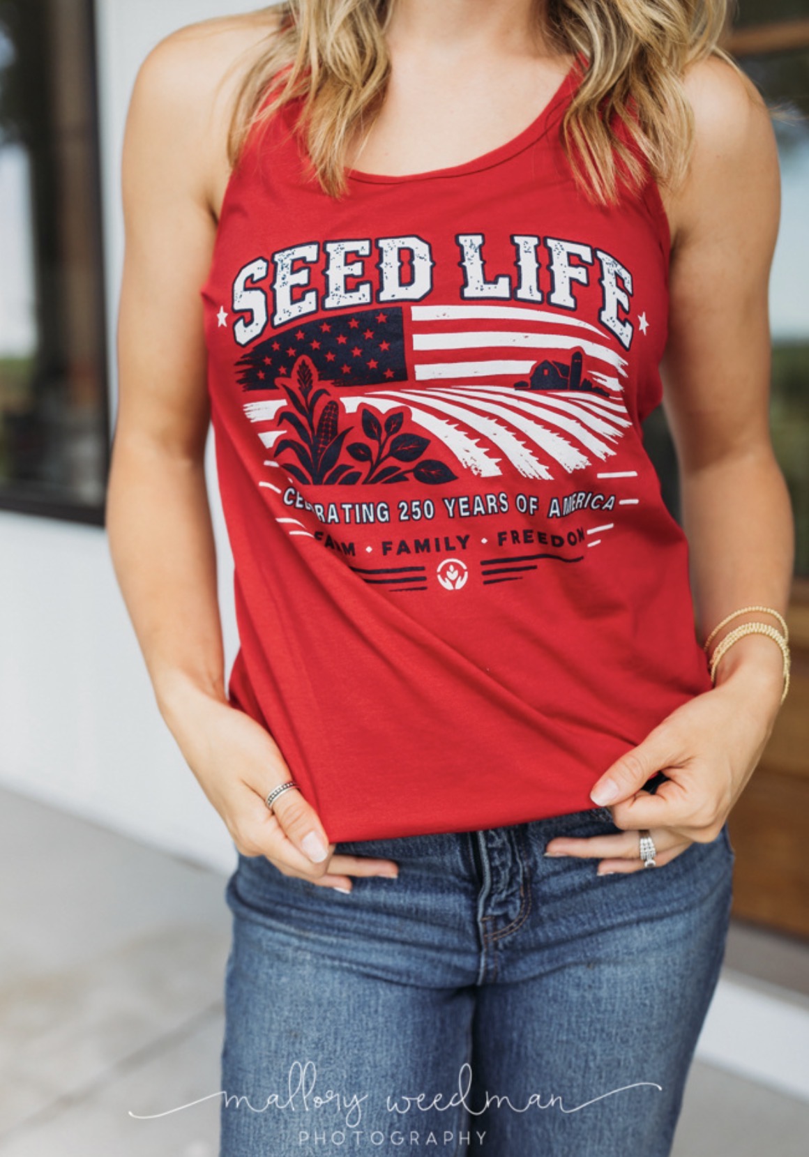Red, White, and Seed Life Tank Tops