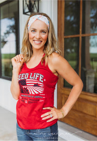 Red, White, and Seed Life Tank Tops