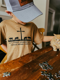 Faith First, Chores Second Tee- Fenner Farms