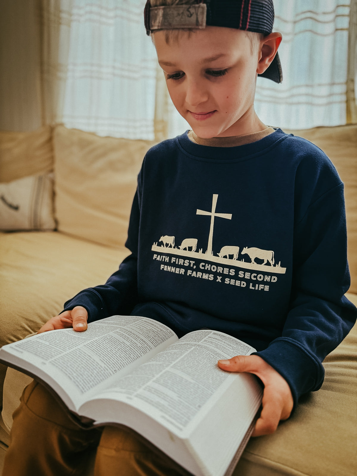 Faith First, Chores Second Crewneck- Fenner Farms
