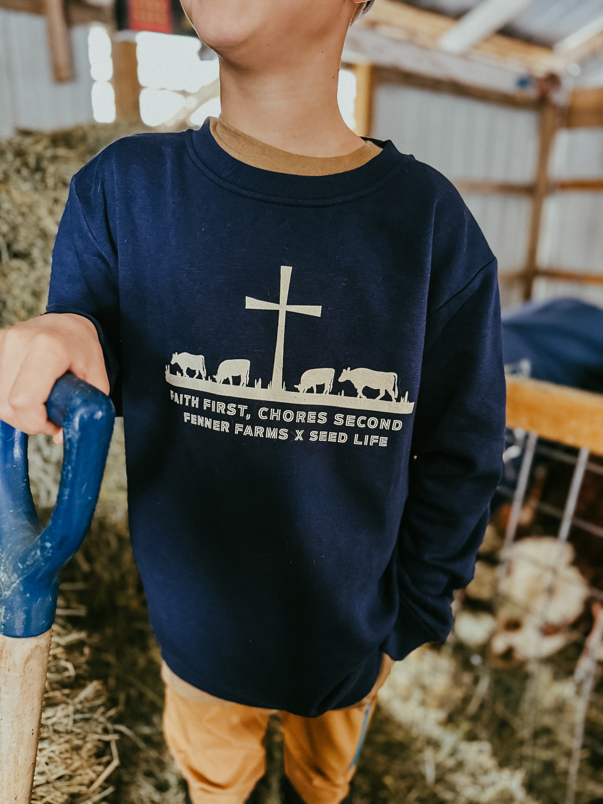 Faith First, Chores Second Crewneck- Fenner Farms